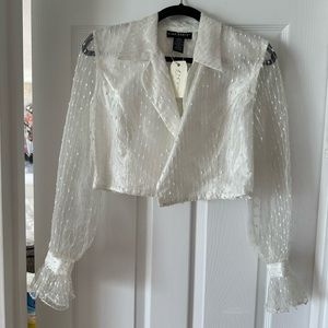 White Lace Vintage Cropped Blazer